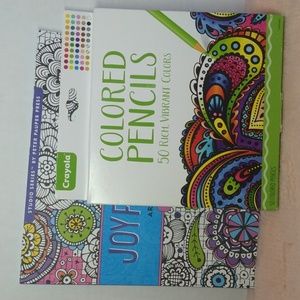Adult intricate design coloring book with 50 crayola vibrant color pencils
